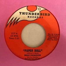 BRAD   SWANSON       /45 single,  MR  SANDMAN  /  PAPER  DOLL