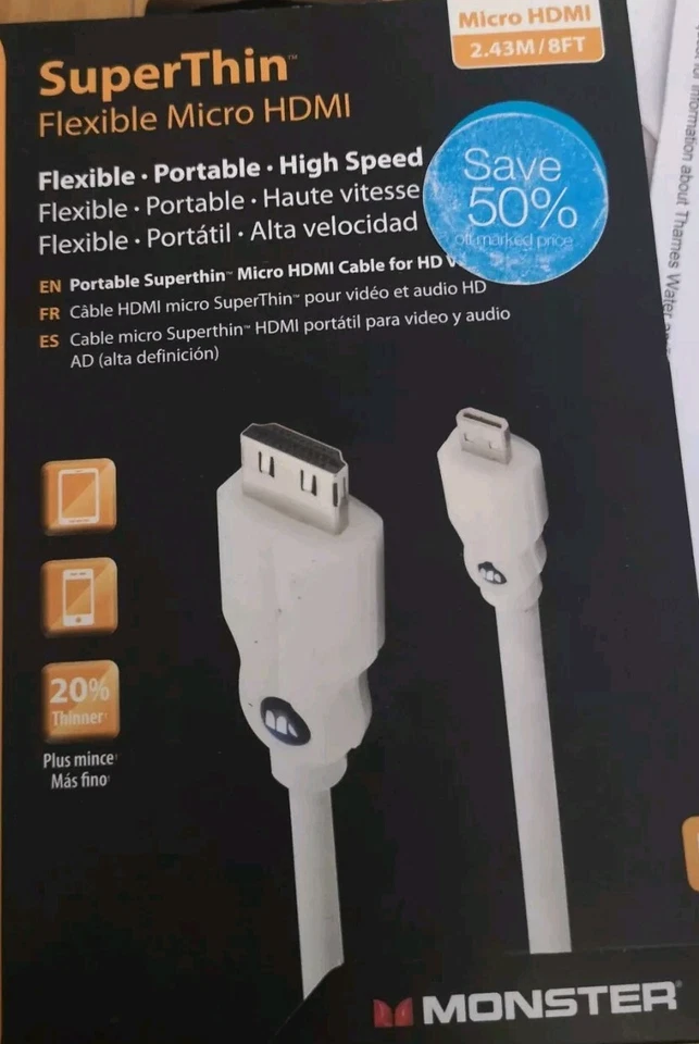 Monster Super Thin HDMI Cable 8ft , Large Quantity Avdilable. - Image 2 of 4