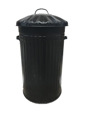 45L METALL SCHWARZ MÜLLEIMER, ABFALLEIMER, RETRO, VINTAGE, MÜLLEIMER, PFERD HAUSTIER FUTTERMÜLL