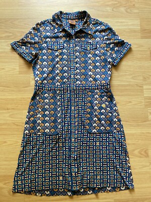 Tory Burch Silk Dress Geometric Pattern Size M EC