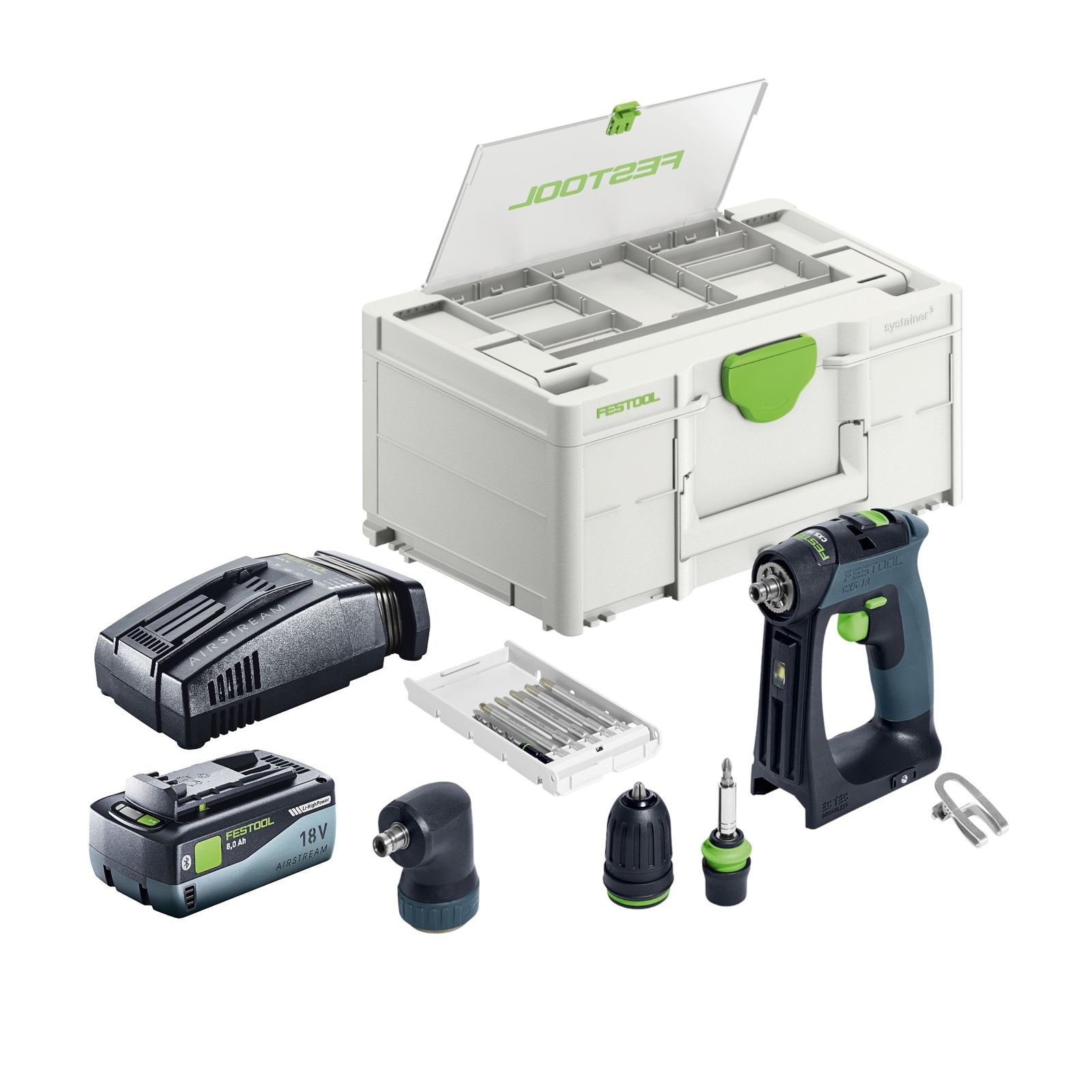 Festool CXS 18-Базовый комплект Akku Bohrschrauber 18 В 40 Нм + 1x Akku 8,0 Ач + Насадка