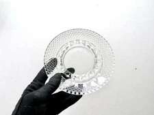 Vintage Clear Pressed Crystal Glass Ashtray Mid Century Modern 6 1/4” 