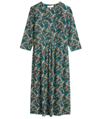 Seasalt Damen 3/4 Arm Sea Weed Printed Jersey Kleid - Grün Mix (Unvollkommen)