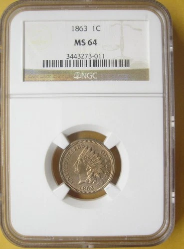 1863 Indian Head Cent NGC MS64 - Civil War Type Take a Look