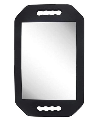 1 PCS Large Rectangular Hand Held Mirror Double Handle Lightweight Barber