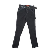 Dickies Youth Carpenter Pants Size 7 Black Contrast Stitch Logo Belt