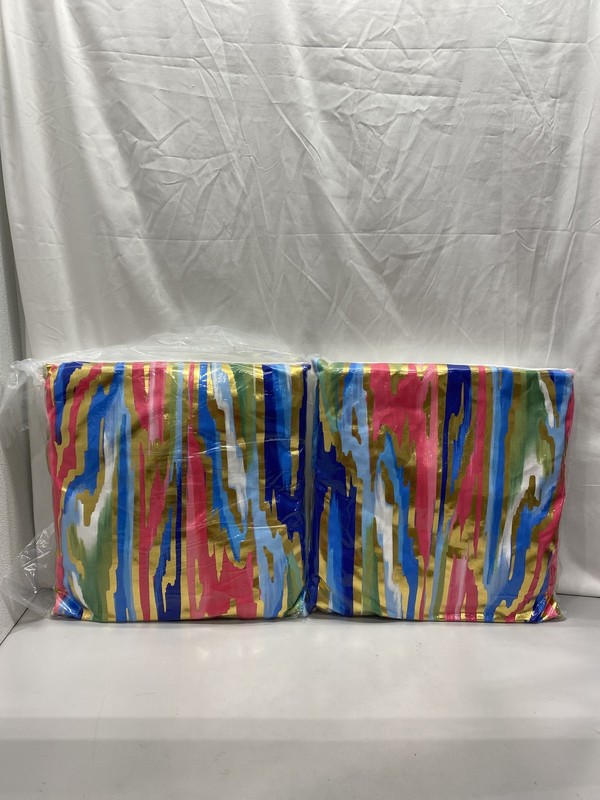 Rachel Brooks 20 x 20 Gold Foil Abstract Marble Pillow Multicolor Lot Of 2x