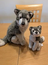 Russ Yomiko Classics Realistic Plush Grey "Mommy & Baby Wolf" Stuffed Animal 