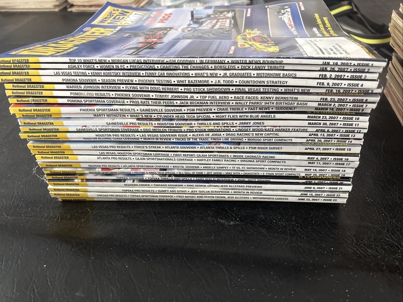 2007 NHRA National Dragster Mag Lot - 24 Issues.
