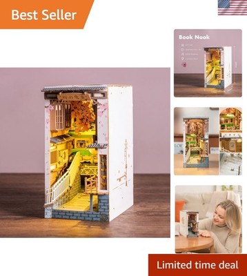 3D Wooden DIY Miniature Book Nook with LED - Perfect Holiday Gift Idea
