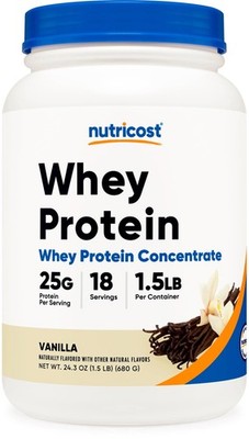 Nutricost Whey Protein Concentrate (1.5 Pounds, Vanilla) - 25 Grams of Protein