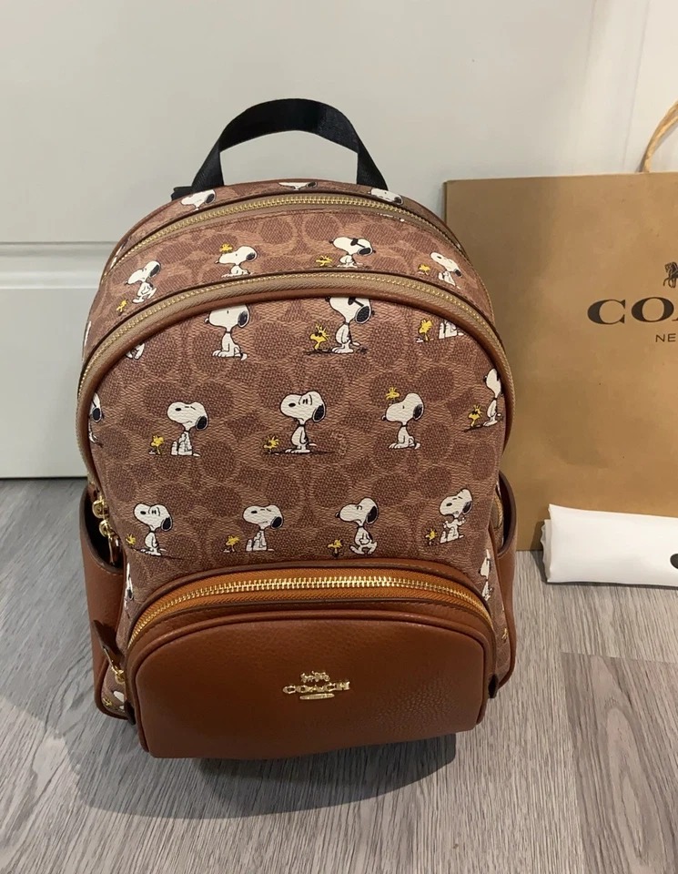 Coach CBM25 × Peanuts Collaboration Court Backpack Canvas/Leather Snoopy Print - Image 2 of 4