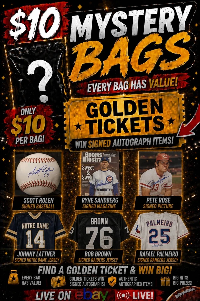 💥🎫$10 Mystery Memorabilia Madness!! Golden Tickets - AUTOGRAPHED!!🎫💥