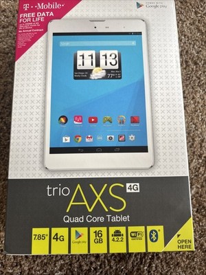 Brand New Trio AXS Quad Core 4g 16gb White Tablet