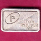 SILVER BAR:- Weight – 9.77 gm "PH" 10 GRAM FINE SILVER 999 RARE BAR #K92