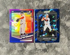 Brooks Lee 2023 Prizm Blue Cracked Ice Prizm & Donruss Retro Purple Holo Rookie