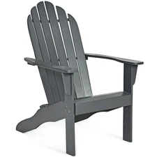 Outdoor Adirondack Chair Solid Wood Durable Patio Garden Deck Furniture Gray