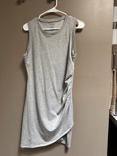 NineWest Midi Sleeveless Form Fitting Dress Ruched Side Size L Grey casual