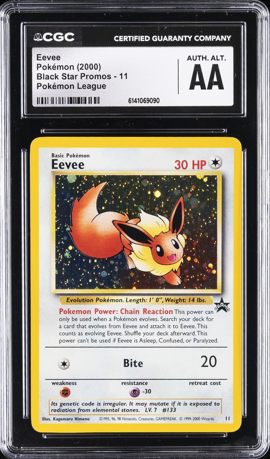 2000 POKÉMON BLACK STAR PROMOS POKÉMON LEAGUE #11 EEVEE CGC AUTHENTIC ALTERED
