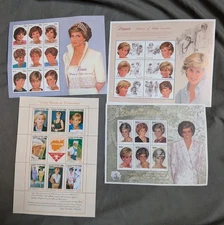 Lot Of 4 Uncut Sheets Commemorative Princess Diana memorial issue Stamp Sets