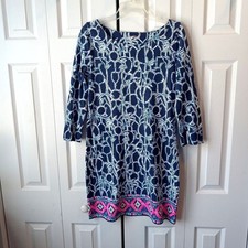 Lilly Pulitzer Size Medium M Hollee Dress High Tide Navy Lucky Bamboo