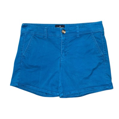 American Eagle Women s Size 8 Midi Stretch Shorts Teal Y2K 5.5  Inseam