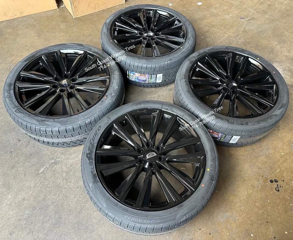 24” Inch FR90 ESCALADE BLACK WHEELS 295/40R24 TIRES Silverado Tahoe Sierra Yukon - Image 3 of 4