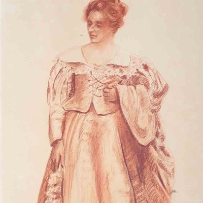 Woman Portrait Actress? unknown unsigned rubella drawing early 20th century