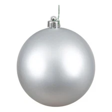 Vickerman 6" Plastic Ball Ornaments in Matte Silver (Set of 4)