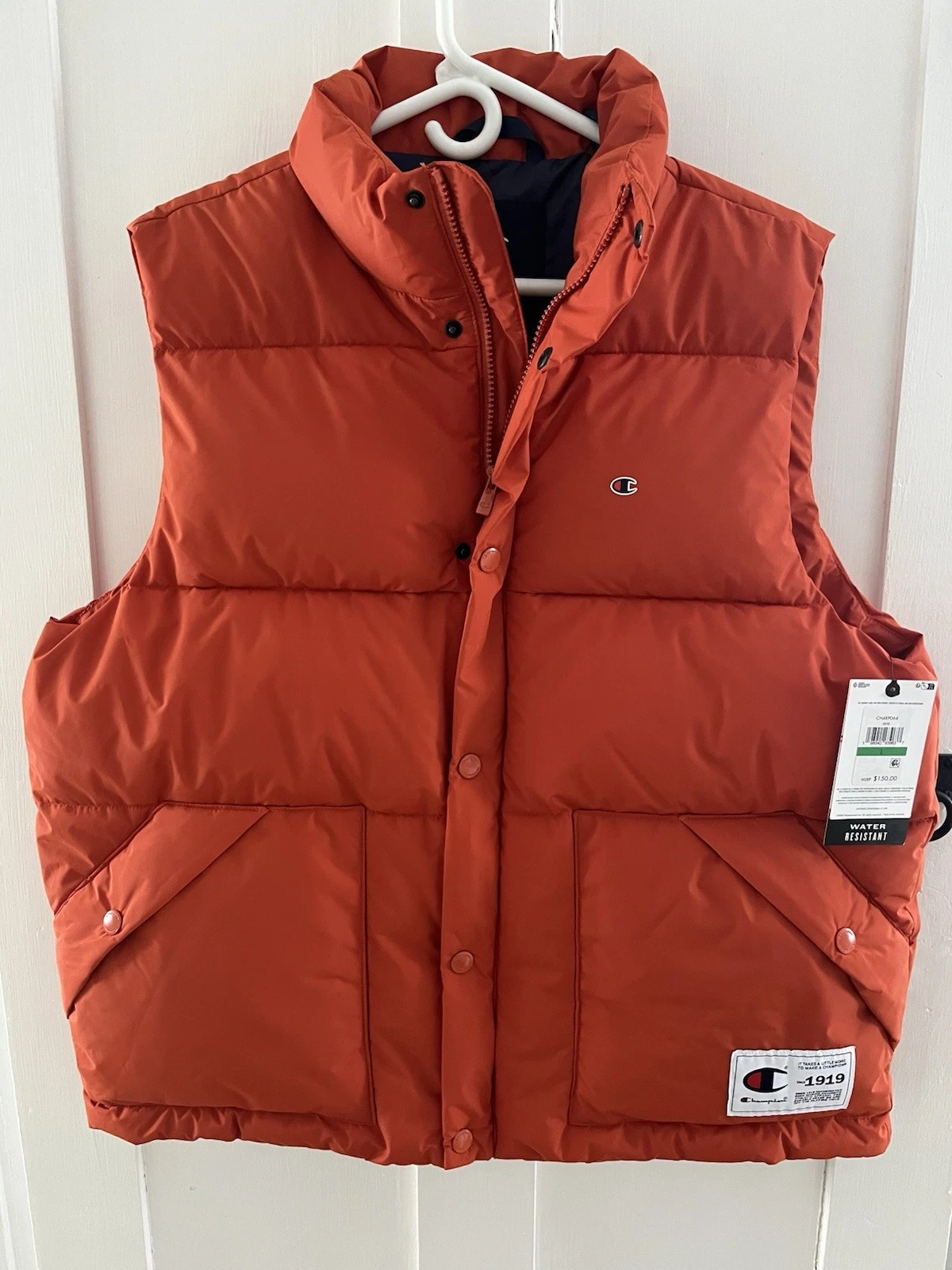NEW Champion Orange Puffer Vest Men's Large Quilted Insulated Outdoor Jacket NWT