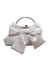 Women's Cute Bow Decor Clutch Purse Evening Handbag Prom Crossbody Bags Silve...