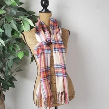 Cejon Made In Italy Plaid Multicolor Scarf Super Soft Pastel Color Tones