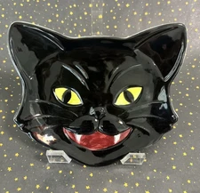 Cracker Barrel Black Scratch Cat Halloween Ceramic Plate Trinket Dish Spoon Rest