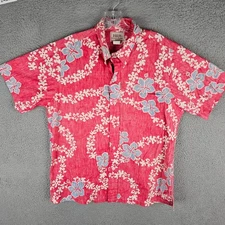 HRH His Royal Highness Hawaiian Shirt Mens Large Floral Short Sleeve Button Down