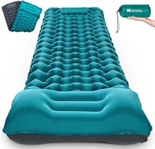 Camping Sleeping Pad w/ Pillow Extra Thick Ultralight Inflatable Air Mattress