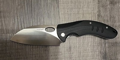 Y Start Rihe Design Folding Knife 440C G10 Handle Chef Style Blade Solid Knife
