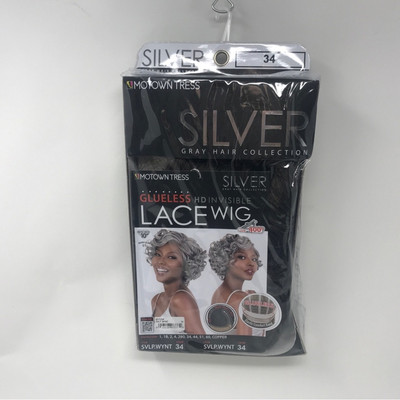 Motown Tress HD Invisible Lace Front Glue less Wig, OS -#34 Black? w/Silver Hint