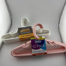 20 New Childrens Hangers for Baby Infant Toddler Child Kid Clothes Pink  White