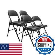 Amazon Basics Vinyl-Padded Folding Chairs - Steel, Comfortable, Events Each 