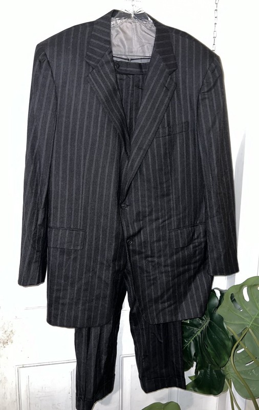 Stefano Ricci MEN 100 % Cashmere GRAY STRIPE 2 PIECE SUIT U.S 48 / PANTS SIZE 42