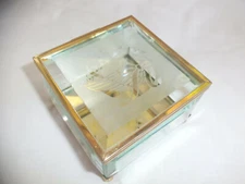 Crowning Touch Glass & Brass  Footed Trinket Box Beveled Edges Mirrored Bottom