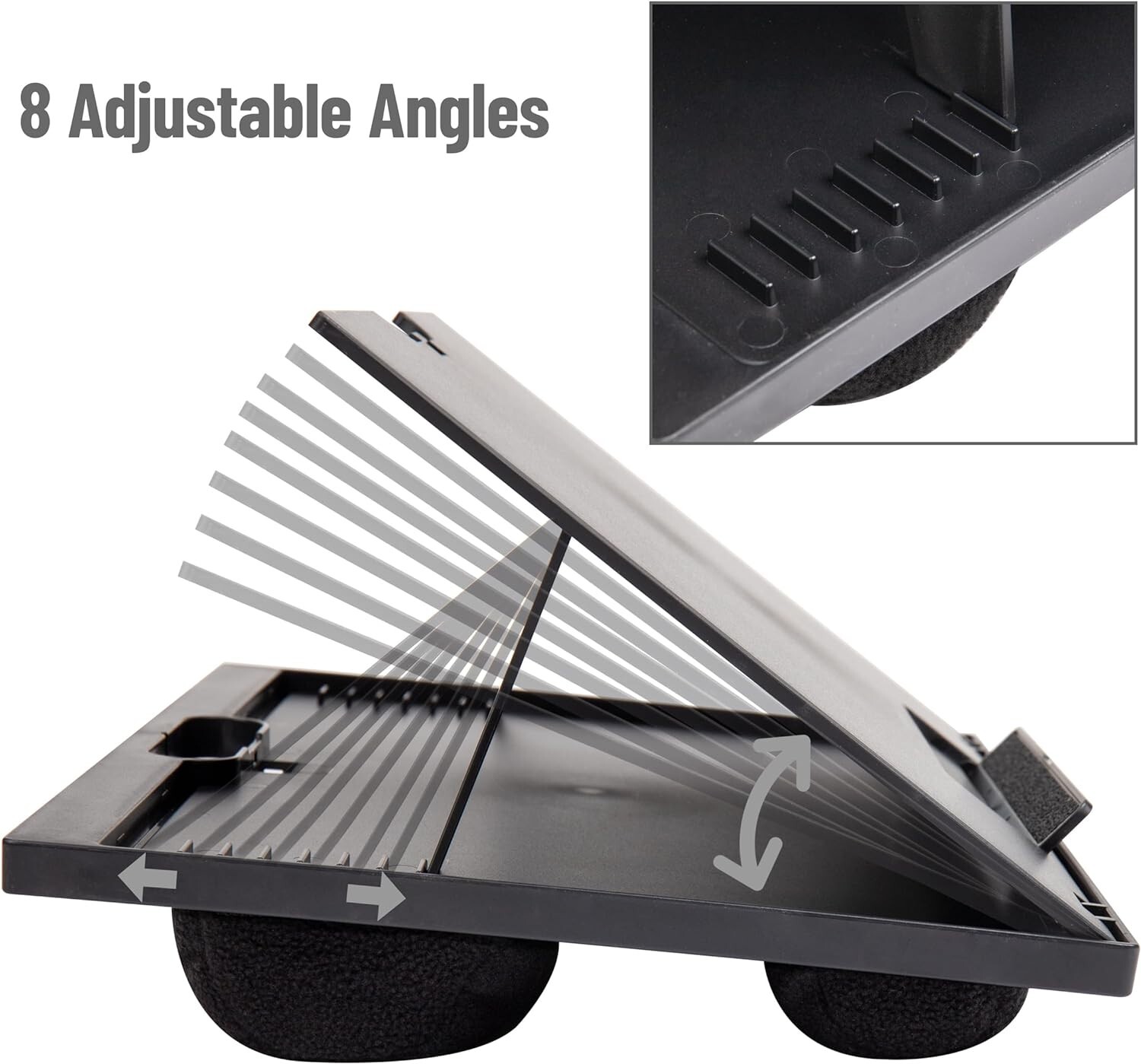 Portable Ergonomic Lap Desk with Bolster Cushions & Adjustable Height - Black