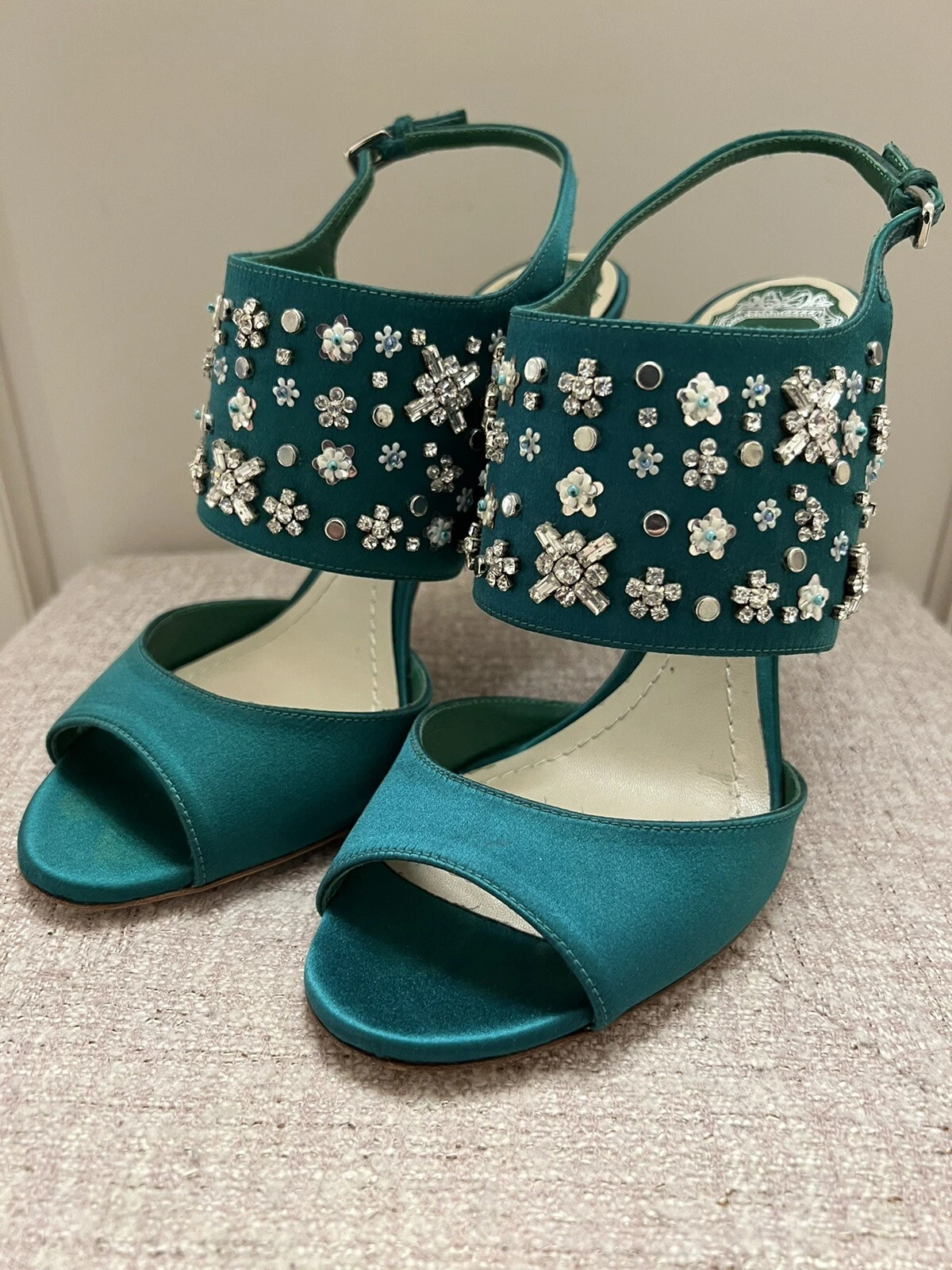 Sandales Christian Dior Parure satiné élingue vertes taille 37