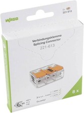 8 x WAGO 221-613 Series 3 Way 41A Compact Lever Splicing Connector Block