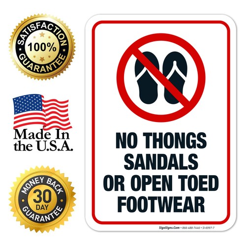 No Thongs Sandals Or Open Toed Footwear Sign, - Picture 25 of 87
