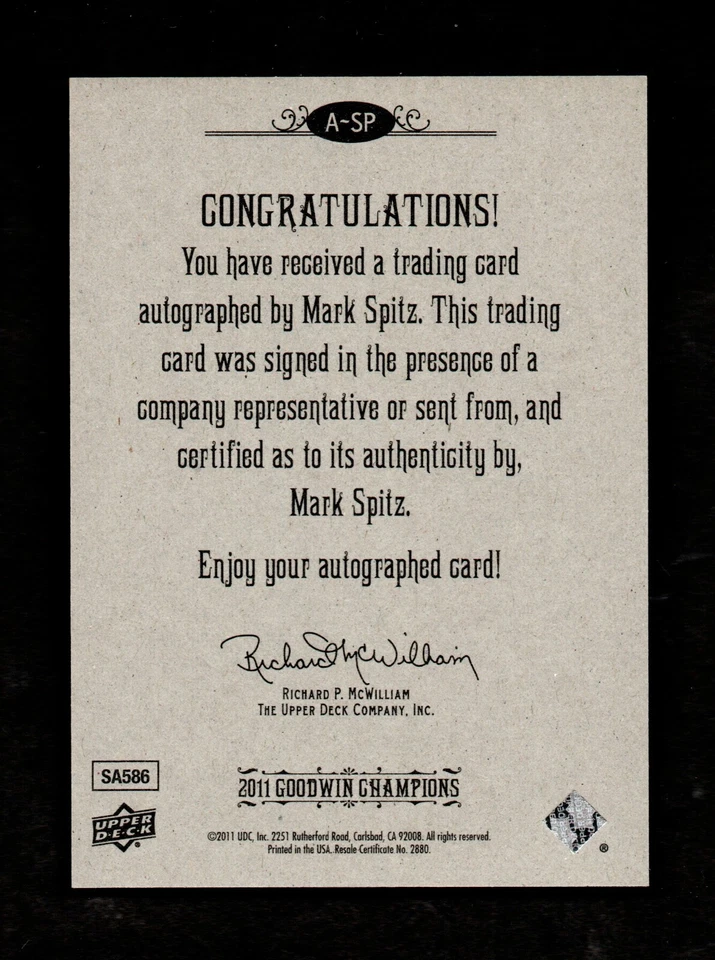 Autógrafo Goodwin Champions Mark Spitz 2011 natación olímpica patio EE. UU. Foto 2 de 2