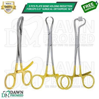3 Pcs Plate Bone Holding Reduction Forceps 5.5'' Surgical Orthopedic Instruments