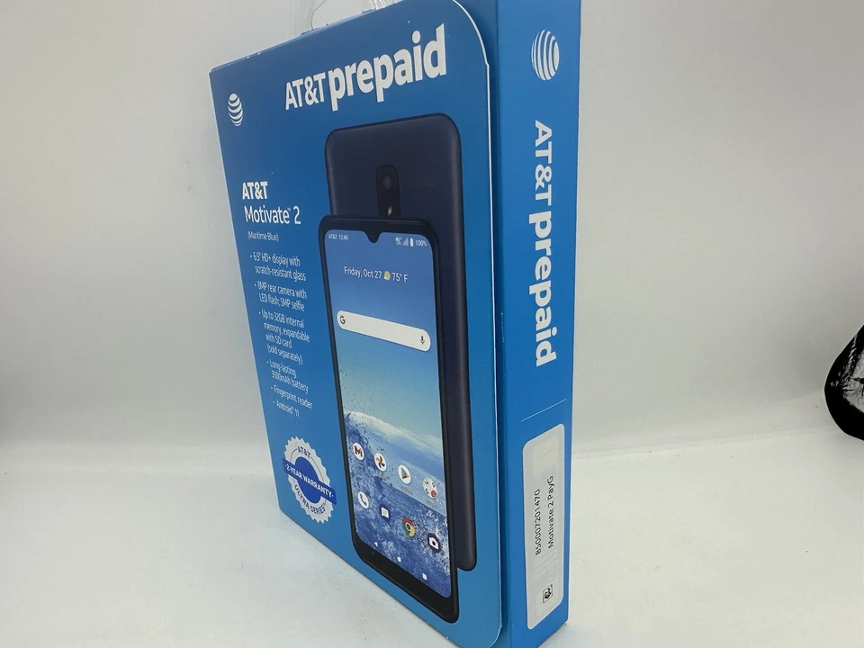 AT&T Motivate 2, 32GB 6.5" HD Prepaid Smartphone Blue 8MP Android Fingerprint - Image 4 of 4
