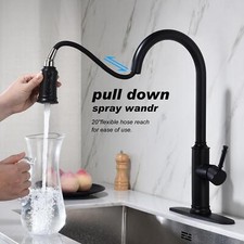 Easy Assembly Kitchen Faucet with Pull Out Spraye Black Furniture