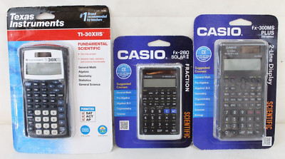 3 New Unopened Calculator Lot Texas Instruments TI-30XIIS Casio fx-300MS Plus ZZ